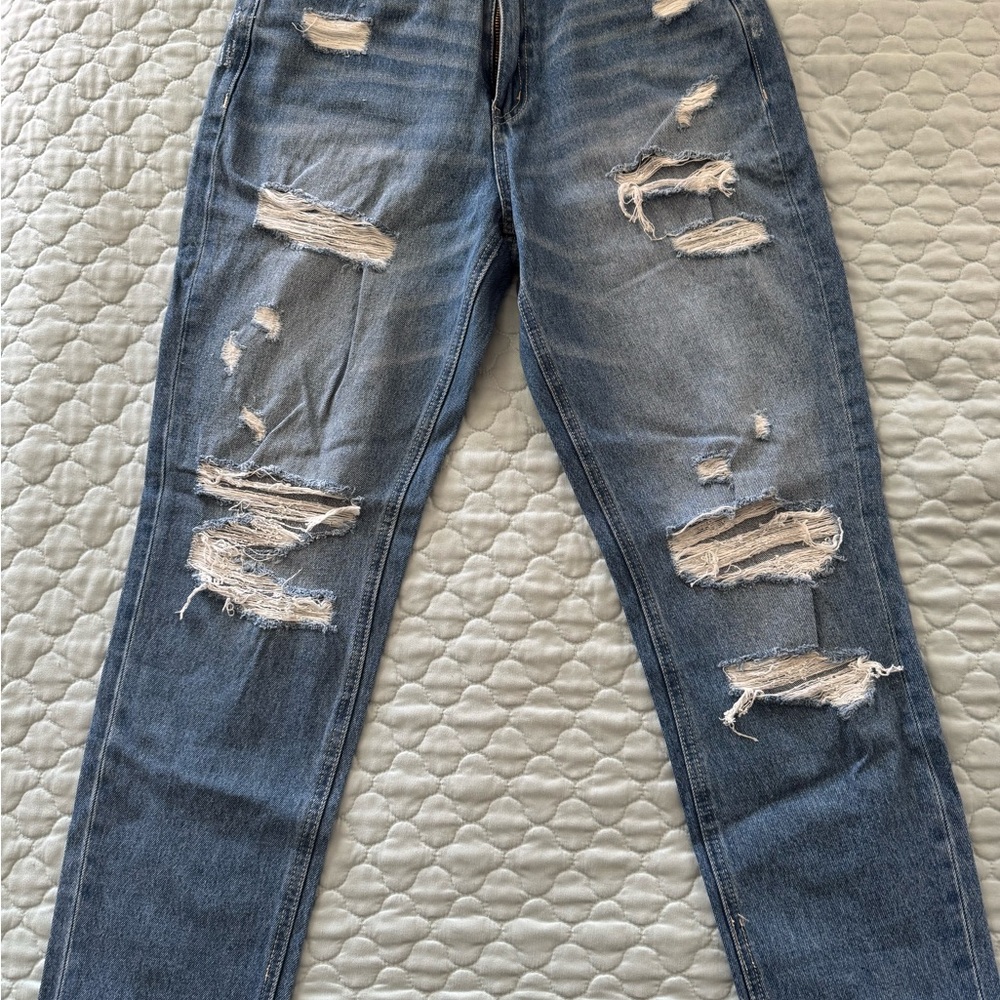 VERVET BY FLYING MONKEY Distressed Blue Boyfriend Jeans